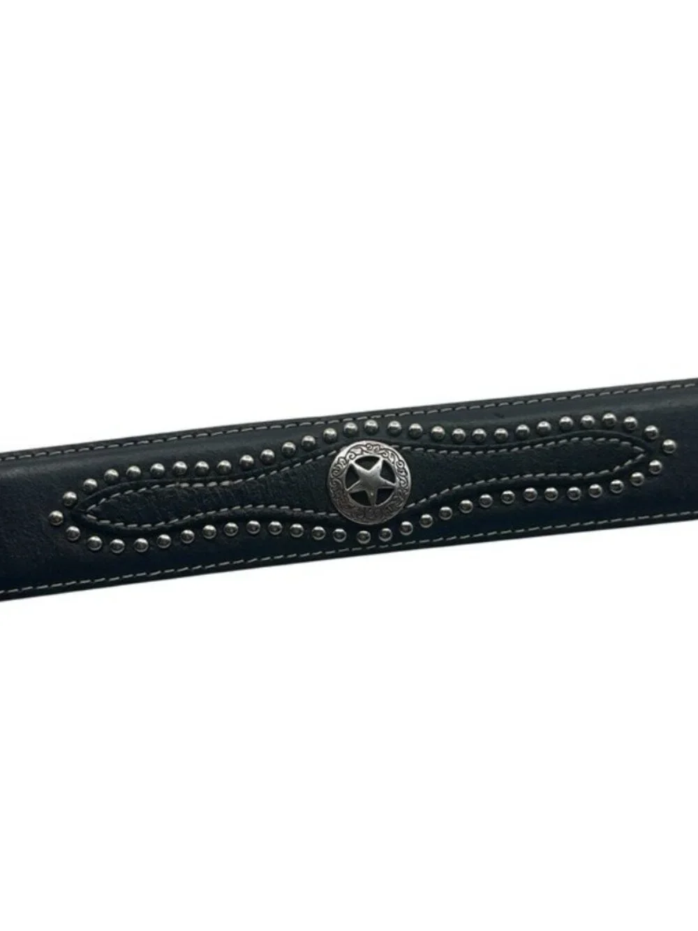 Nocona Men's 34 Belt Black Leather Western Cowboy Texas Star Studded N2479201